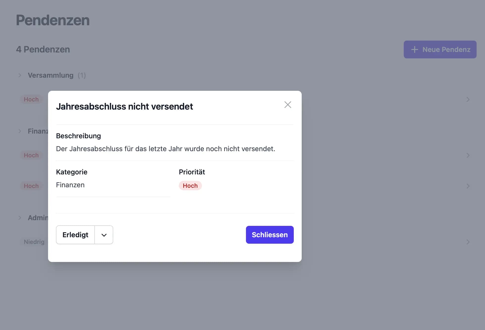 Automatisierte Pendenzen